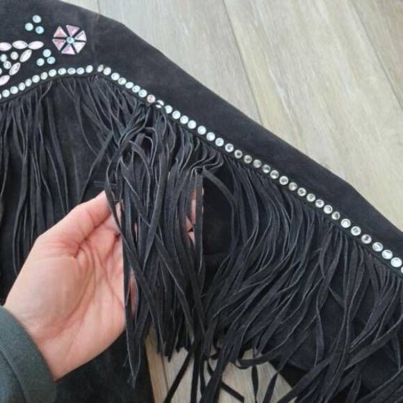 Cripple Creek vintage cowgirl jacket black with studs and tassels large htf - Picture 15 of 15